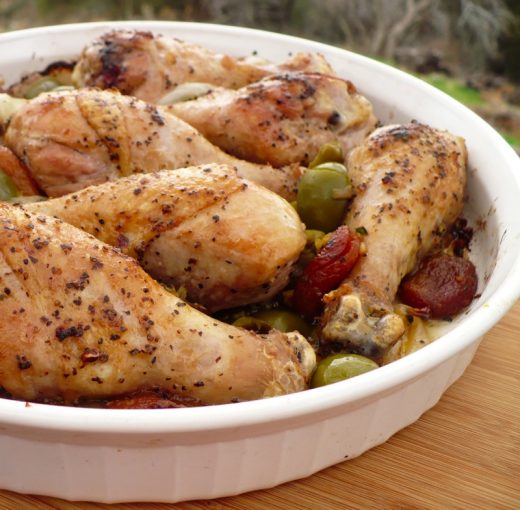 Baked Chicken Legs with Olives and Apricots at FreshBitesDaily.com