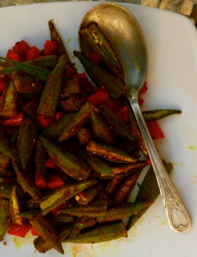 Spicy Indian Okra at FreshBitesDaily.com